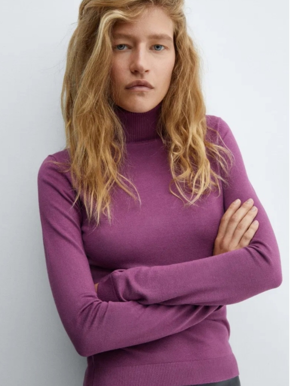 Mango Turtleneck Sweater Burgundy Long Sleeve Size